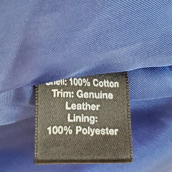 Saks Fifth Avenue Women's M Blue Leather Trim Cotton Waffle Weave Lined Jacket - Picture 11 of 12